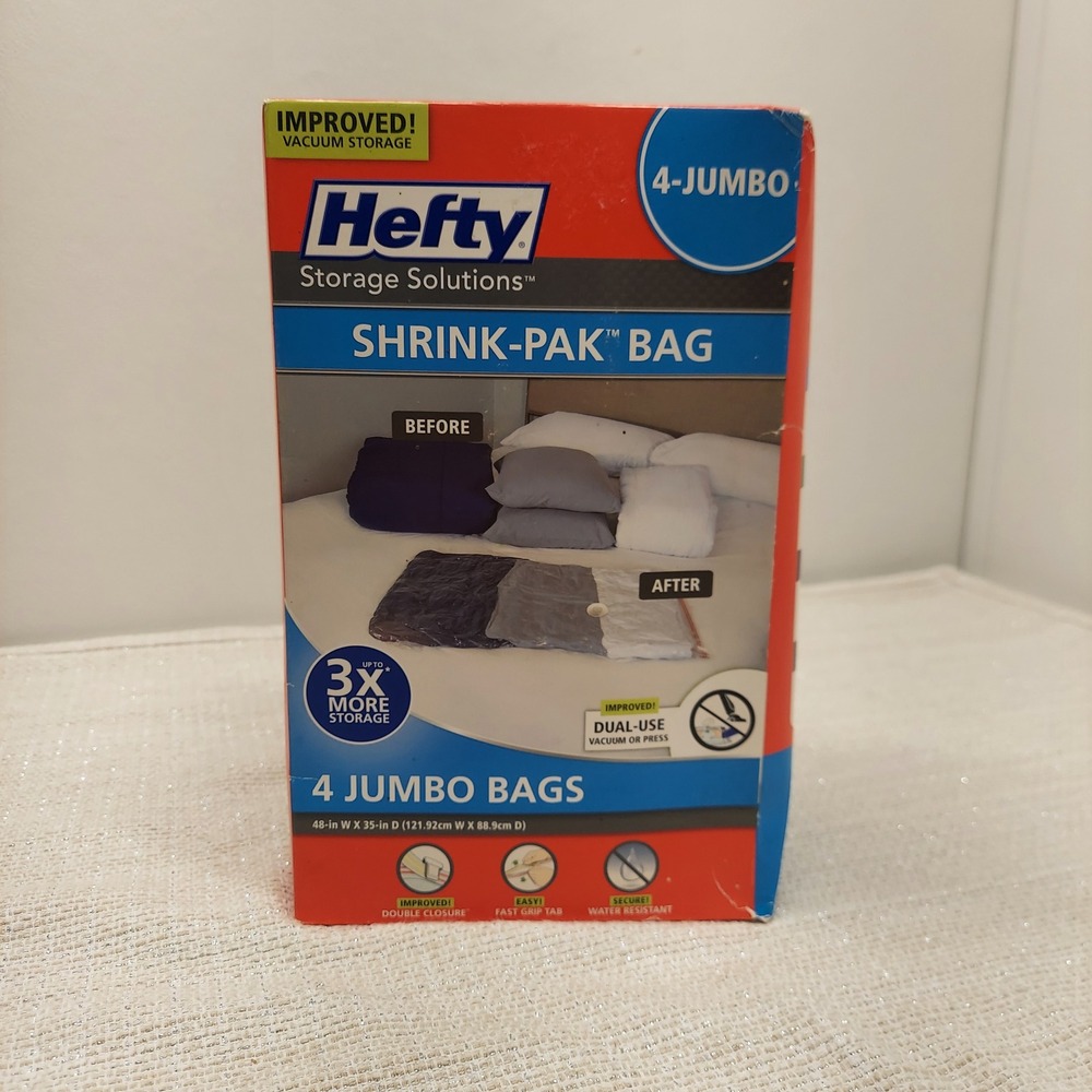 Hefty Shrink-Pak Jumbo Vacuum Storage Bags 4 Count 48x35 H-7041-250HFT-A-463